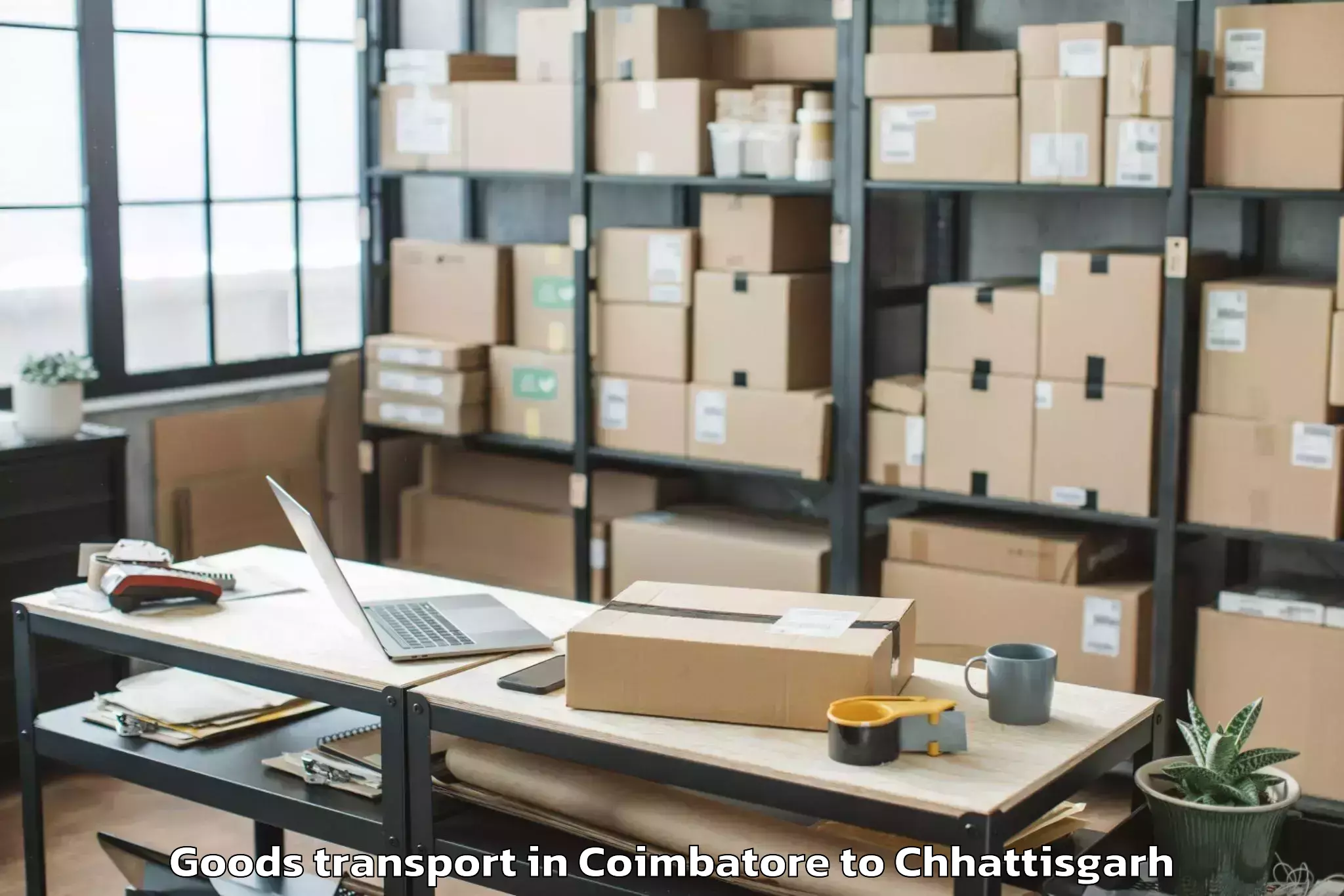 Professional Coimbatore to Khairagarh Goods Transport